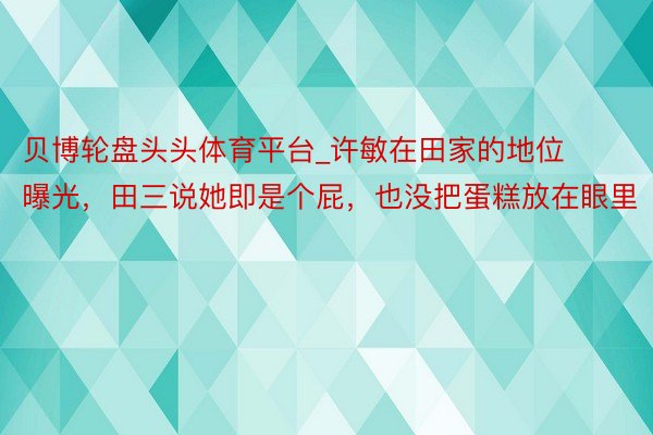 贝博轮盘头头体育平台_许敏在田家的地位曝光，田三说她即是个屁，也没把蛋糕放在眼里