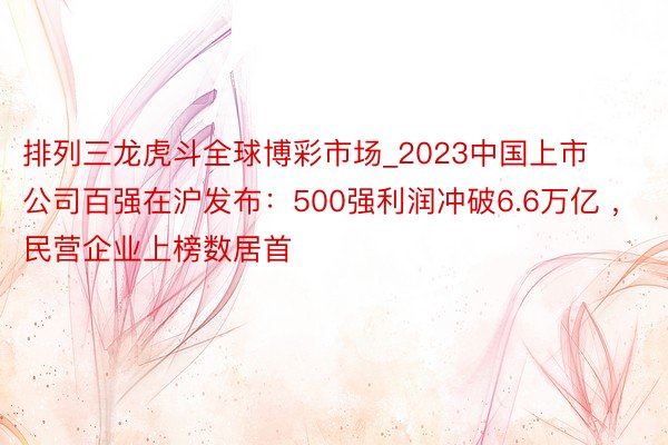 排列三龙虎斗全球博彩市场_2023中国上市公司百强在沪发布：500强利润冲破6.6万亿 ，民营企业上榜数居首