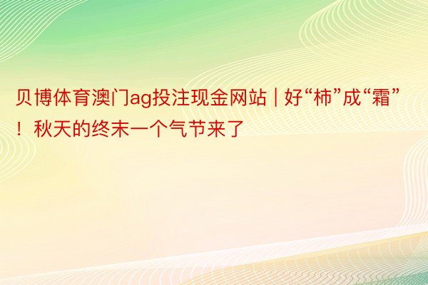 贝博体育澳门ag投注现金网站 | 好“柿”成“霜”！秋天的终末一个气节来了